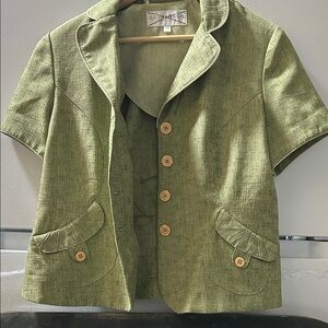 Sag Harbor Olive Green Short Sleeve Button Front Jacket
